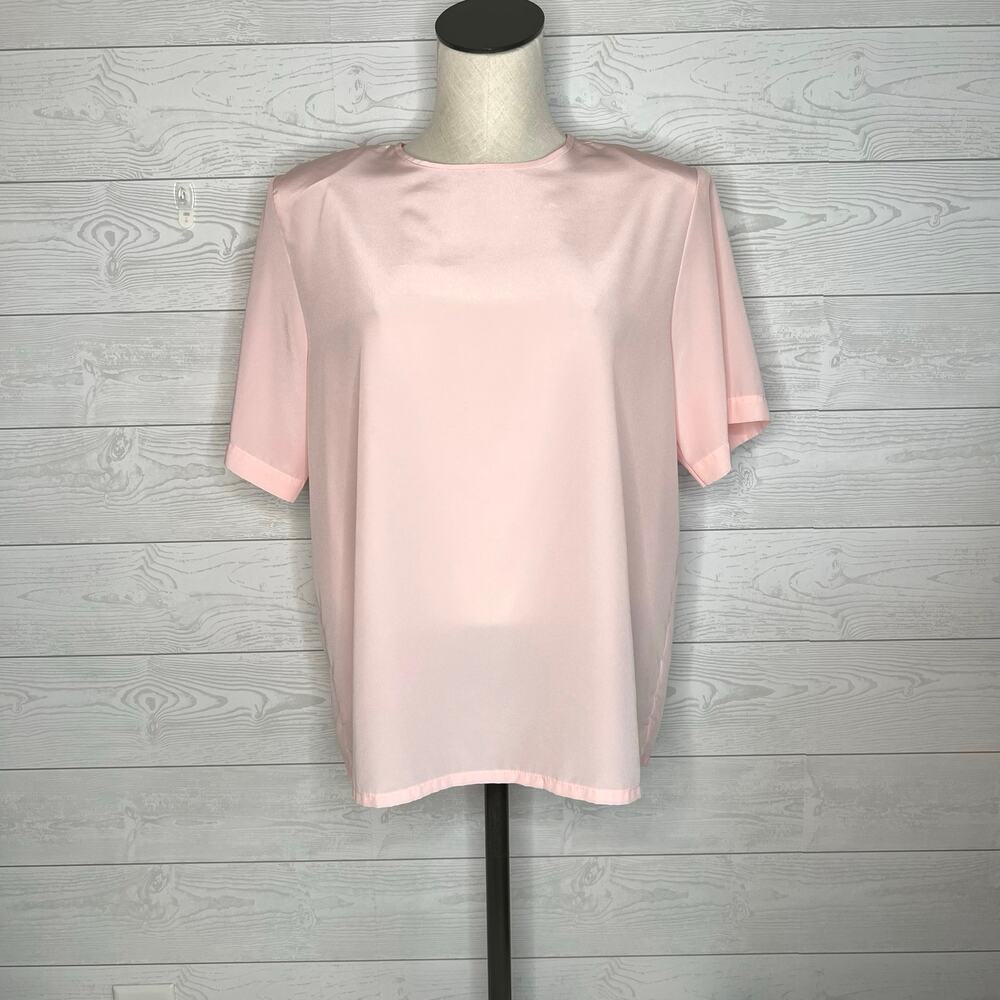 Kathie Lee pink semi sheer vintage dress career top Size 14